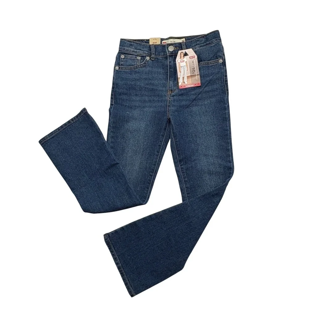 Levi's 726 Flare Jeans Kids Size 10 NWT‎ Blue High Rise Stretch Denim Retro Boho
